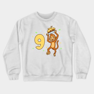 I am 9 with ape - kids birthday 9 years old Crewneck Sweatshirt